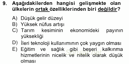 Uluslararası Kamu Maliyesi 2013 - 2014 Tek Ders Sınavı 9.Soru