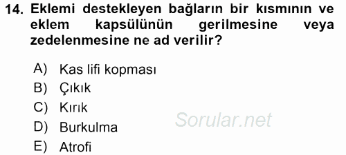 Yaşlı ve Hasta Bakım Hizmetleri 2015 - 2016 Tek Ders Sınavı 14.Soru