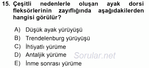 Yaşlı ve Hasta Bakım Hizmetleri 2015 - 2016 Tek Ders Sınavı 15.Soru