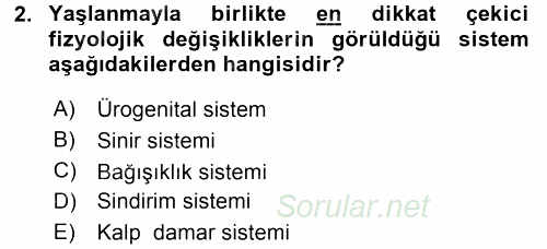 Yaşlı ve Hasta Bakım Hizmetleri 2015 - 2016 Tek Ders Sınavı 2.Soru