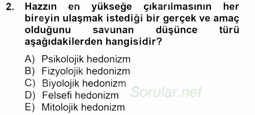 Tüketim Bilinci ve Bilinçli Tüketici 2013 - 2014 Tek Ders Sınavı 2.Soru