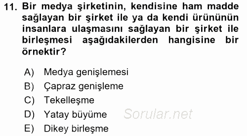 Küreselleşme ve Kültürlerarası İletişim 2017 - 2018 3 Ders Sınavı 11.Soru