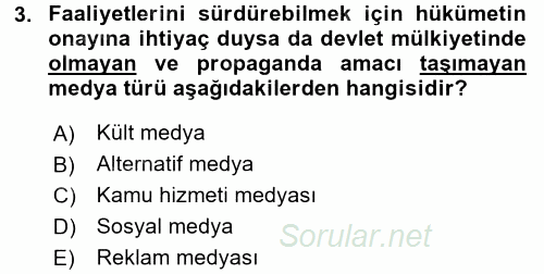 Küreselleşme ve Kültürlerarası İletişim 2017 - 2018 3 Ders Sınavı 3.Soru