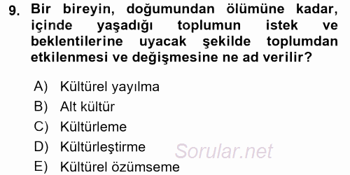 Küreselleşme ve Kültürlerarası İletişim 2017 - 2018 3 Ders Sınavı 9.Soru