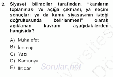 Siyasal İletişim 2013 - 2014 Ara Sınavı 2.Soru