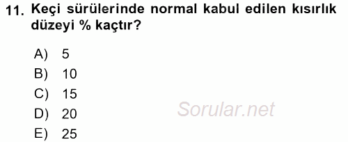 Hayvan Yetiştirme 2016 - 2017 Dönem Sonu Sınavı 11.Soru