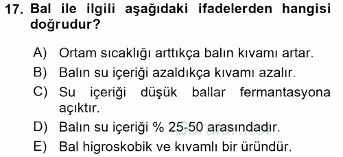 Hayvan Yetiştirme 2016 - 2017 Dönem Sonu Sınavı 17.Soru