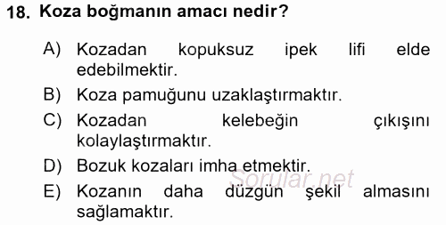 Hayvan Yetiştirme 2016 - 2017 Dönem Sonu Sınavı 18.Soru