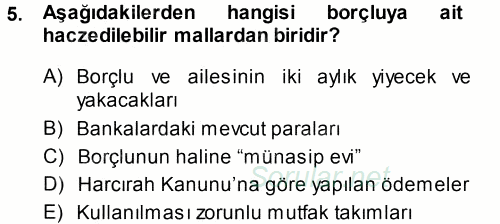 Vergi İcra Hukuku 2013 - 2014 Tek Ders Sınavı 5.Soru