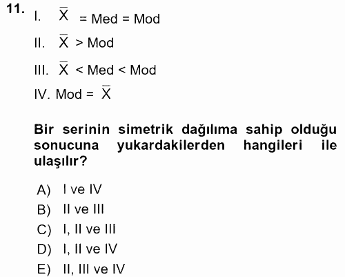 İstatistik 2015 - 2016 Ara Sınavı 11.Soru