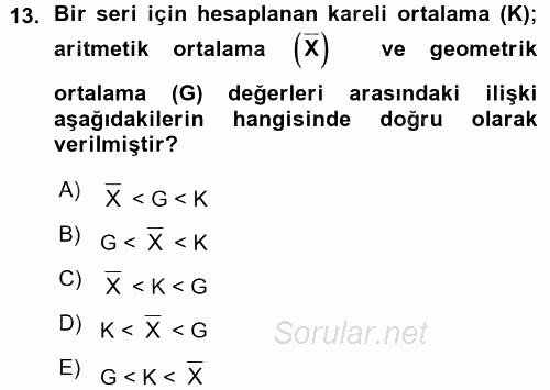 İstatistik 2015 - 2016 Ara Sınavı 13.Soru