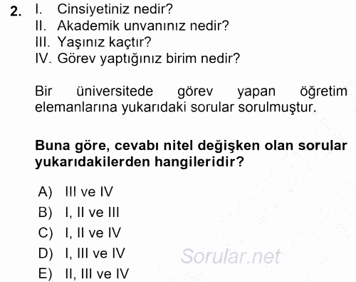 İstatistik 2015 - 2016 Ara Sınavı 2.Soru