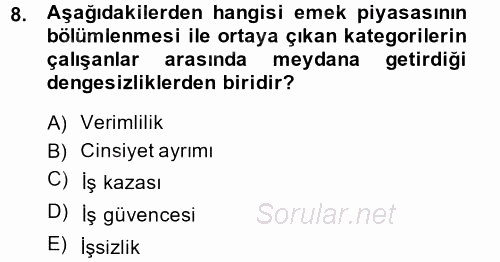 Yeni Teknolojiler ve Çalışma Hayatı 2013 - 2014 Dönem Sonu Sınavı 8.Soru