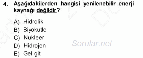 Ekoloji ve Turizm 2013 - 2014 Dönem Sonu Sınavı 4.Soru