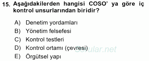 Muhasebe Denetimi 2015 - 2016 Dönem Sonu Sınavı 15.Soru