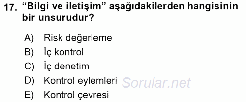 Muhasebe Denetimi 2015 - 2016 Dönem Sonu Sınavı 17.Soru