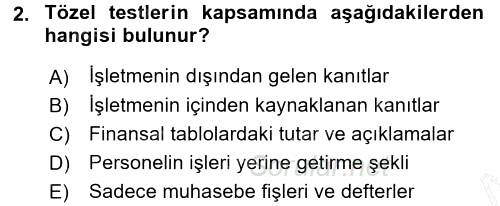 Muhasebe Denetimi 2015 - 2016 Dönem Sonu Sınavı 2.Soru