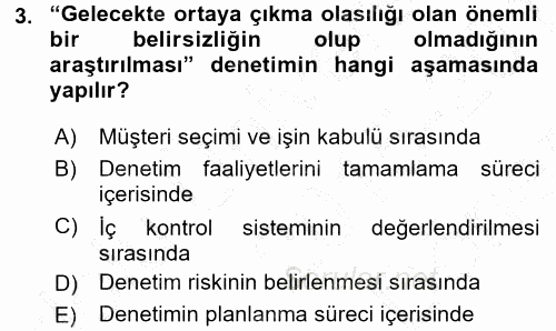Muhasebe Denetimi 2015 - 2016 Dönem Sonu Sınavı 3.Soru