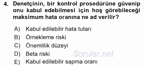 Muhasebe Denetimi 2015 - 2016 Dönem Sonu Sınavı 4.Soru