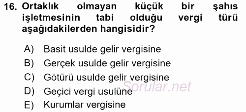 Girişimcilik ve İş Kurma 2016 - 2017 Dönem Sonu Sınavı 16.Soru