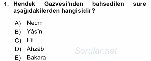 İslam Tarihi ve Medeniyeti 1 2016 - 2017 Dönem Sonu Sınavı 1.Soru