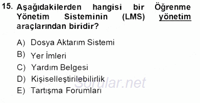 Bilgisayar 1 2013 - 2014 Dönem Sonu Sınavı 15.Soru