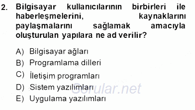 Bilgisayar 1 2013 - 2014 Dönem Sonu Sınavı 2.Soru