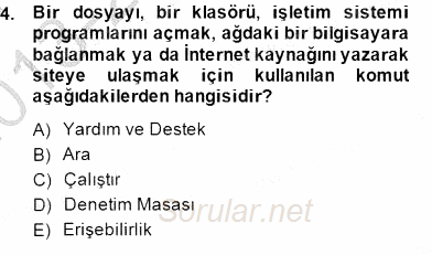 Bilgisayar 1 2013 - 2014 Dönem Sonu Sınavı 4.Soru