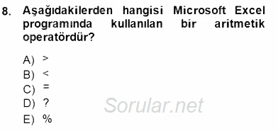 Bilgisayar 1 2013 - 2014 Dönem Sonu Sınavı 8.Soru