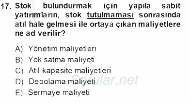 Perakendecilikte Ürün Yönetimi 2013 - 2014 Tek Ders Sınavı 17.Soru