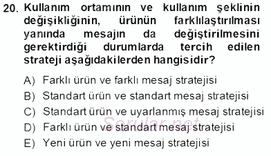 Perakendecilikte Ürün Yönetimi 2013 - 2014 Tek Ders Sınavı 20.Soru