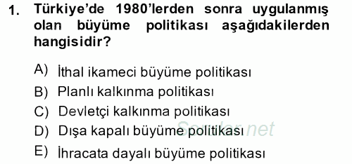 Maliye Politikası 2 2013 - 2014 Ara Sınavı 1.Soru