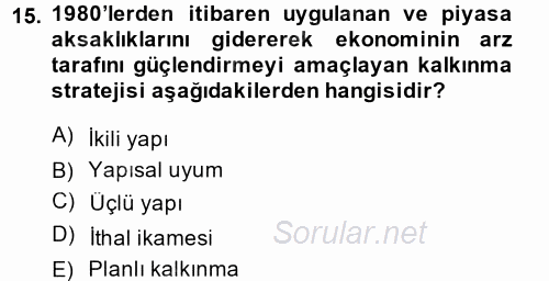 Maliye Politikası 2 2013 - 2014 Ara Sınavı 15.Soru