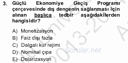 Maliye Politikası 2 2013 - 2014 Ara Sınavı 3.Soru