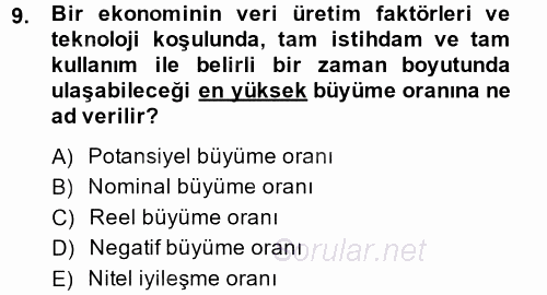 Maliye Politikası 2 2013 - 2014 Ara Sınavı 9.Soru