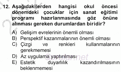 Görsel Sanatlar Eğitimi 2012 - 2013 Ara Sınavı 12.Soru