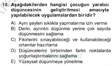 Görsel Sanatlar Eğitimi 2012 - 2013 Ara Sınavı 15.Soru