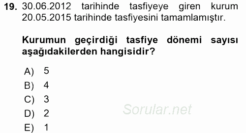 Özel Vergi Hukuku 1 2015 - 2016 Dönem Sonu Sınavı 19.Soru