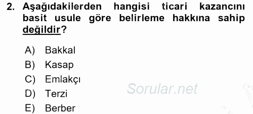 Özel Vergi Hukuku 1 2015 - 2016 Dönem Sonu Sınavı 2.Soru