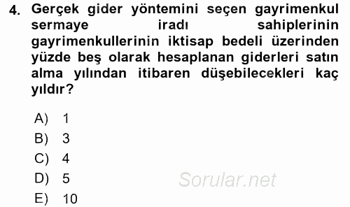 Özel Vergi Hukuku 1 2015 - 2016 Dönem Sonu Sınavı 4.Soru