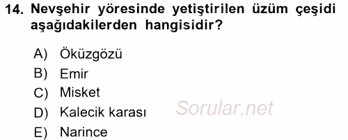 Yiyecek-İçecek Hizmetleri 2016 - 2017 Dönem Sonu Sınavı 14.Soru