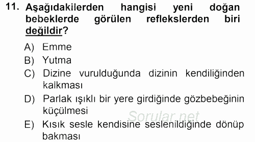 Özel Gereksinimli Bireyler ve Bakım Hizmetleri 2013 - 2014 Tek Ders Sınavı 11.Soru