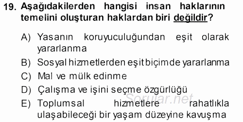 Özel Gereksinimli Bireyler ve Bakım Hizmetleri 2013 - 2014 Tek Ders Sınavı 19.Soru