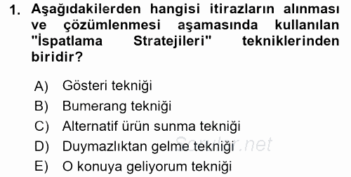 Kişisel Satış Teknikleri 2016 - 2017 Ara Sınavı 1.Soru