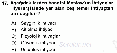 Kişisel Satış Teknikleri 2016 - 2017 Ara Sınavı 17.Soru