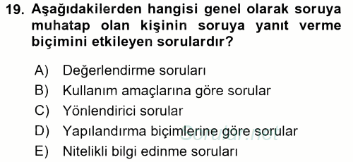 Kişisel Satış Teknikleri 2016 - 2017 Ara Sınavı 19.Soru
