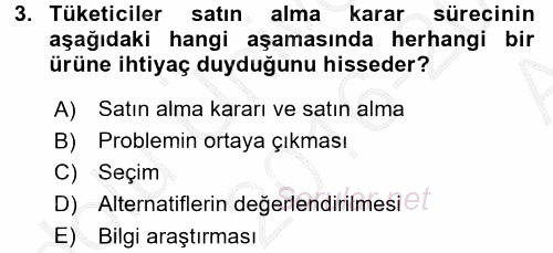 Kişisel Satış Teknikleri 2016 - 2017 Ara Sınavı 3.Soru