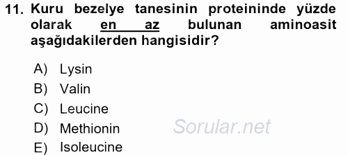 Tarla Bitkileri 1 2016 - 2017 Dönem Sonu Sınavı 11.Soru