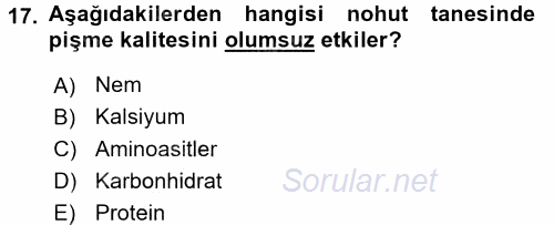 Tarla Bitkileri 1 2016 - 2017 Dönem Sonu Sınavı 17.Soru