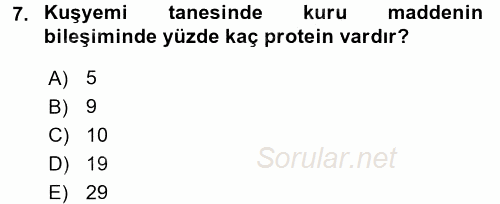 Tarla Bitkileri 1 2016 - 2017 Dönem Sonu Sınavı 7.Soru